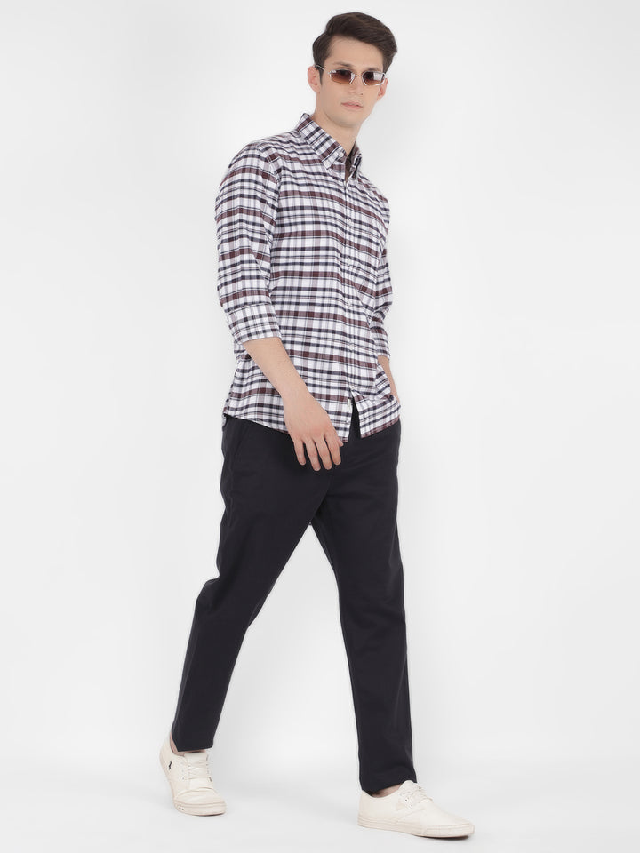 Navy Blue Textured Trousers-Men Trousers-Crimsoune Club