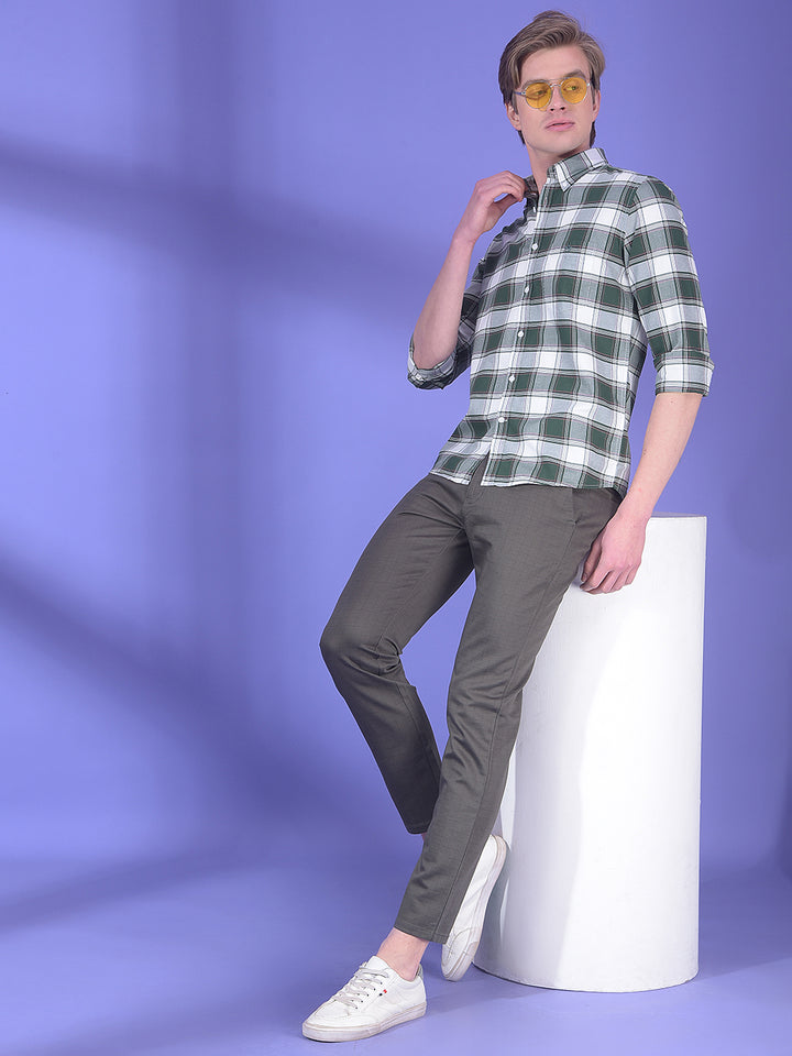Grey Checkered Chinos Trousers-Men Trousers-Crimsoune Club