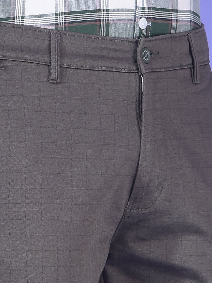 Grey Checkered Chinos Trousers-Men Trousers-Crimsoune Club