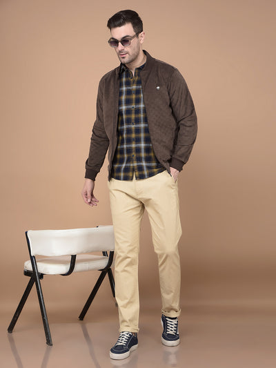 Beige Vertical Stripes Trousers-Men Trousers-Crimsoune Club