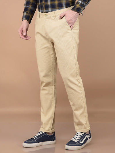 Beige Vertical Stripes Trousers-Men Trousers-Crimsoune Club