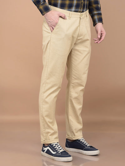 Beige Vertical Stripes Trousers-Men Trousers-Crimsoune Club