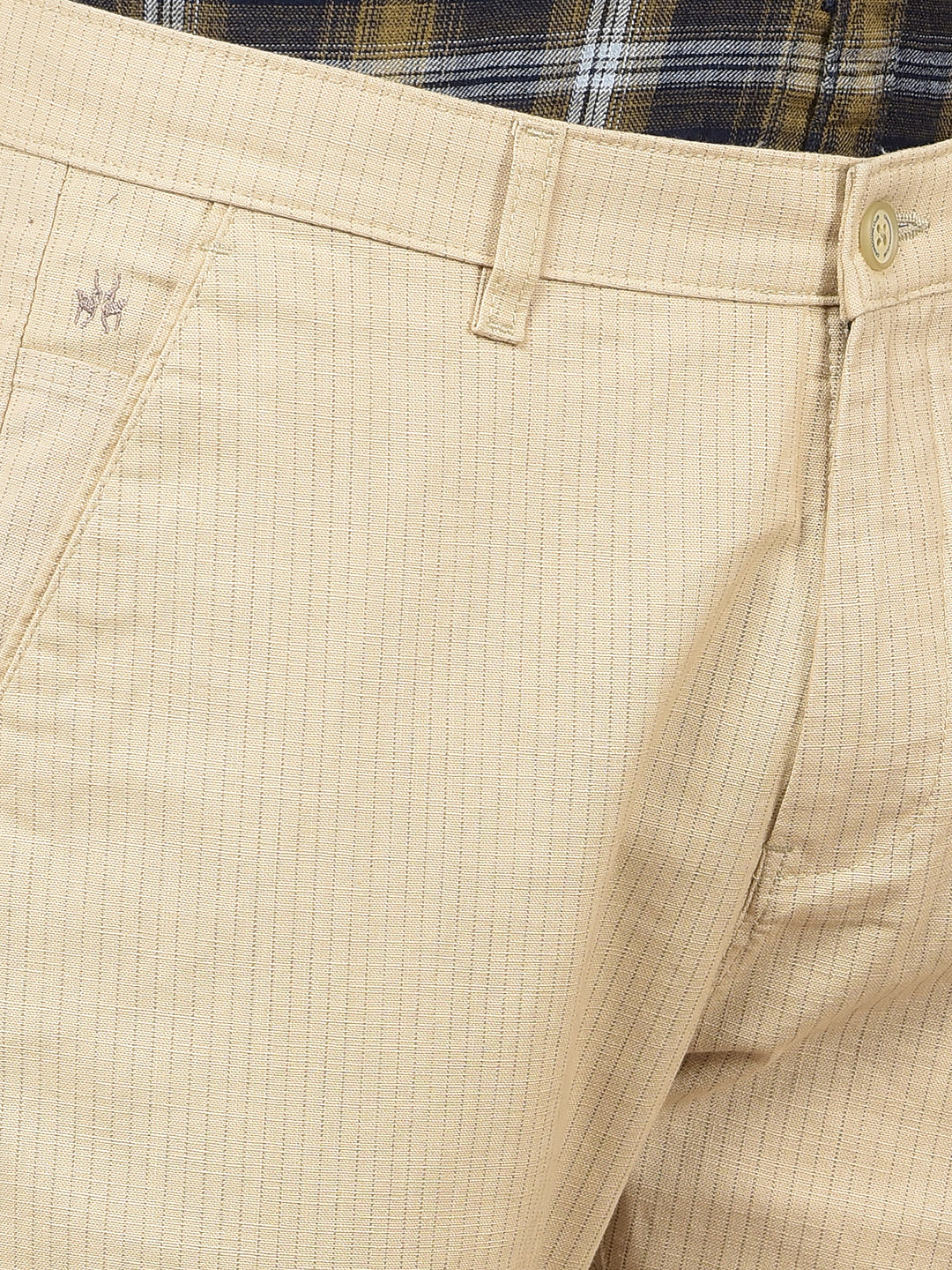 Beige Vertical Stripes Trousers-Men Trousers-Crimsoune Club