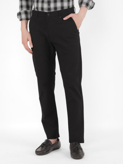 Black Vertical Stripes Trousers-Men Trousers-Crimsoune Club