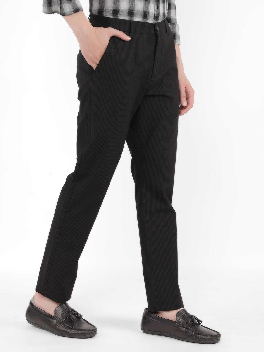 Black Vertical Stripes Trousers-Men Trousers-Crimsoune Club