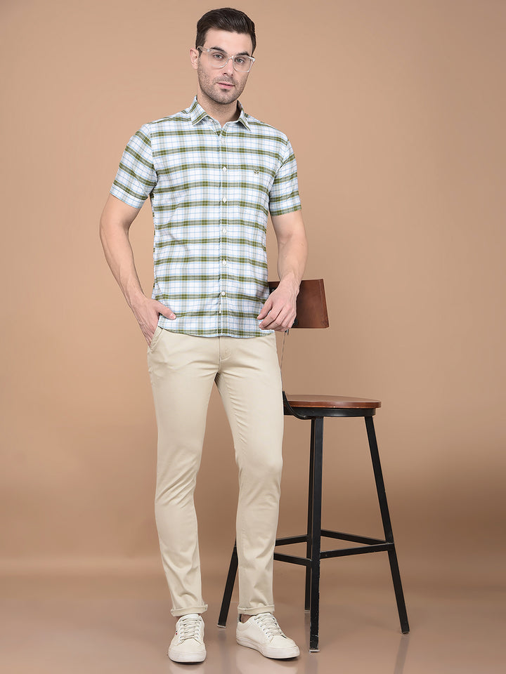 Beige Printed Trousers-Men Trousers-Crimsoune Club