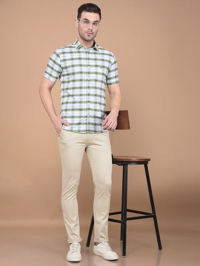 Beige Printed Trousers-Men Trousers-Crimsoune Club