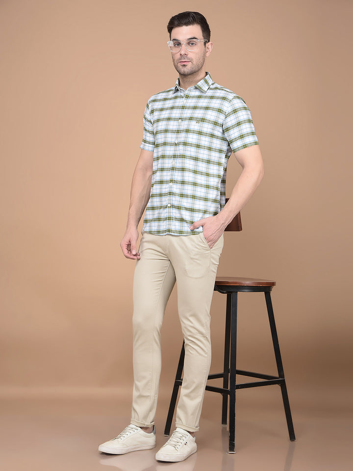 Beige Printed Trousers-Men Trousers-Crimsoune Club
