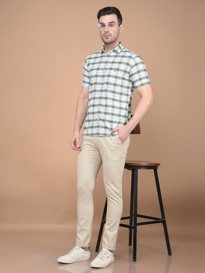 Beige Printed Trousers-Men Trousers-Crimsoune Club