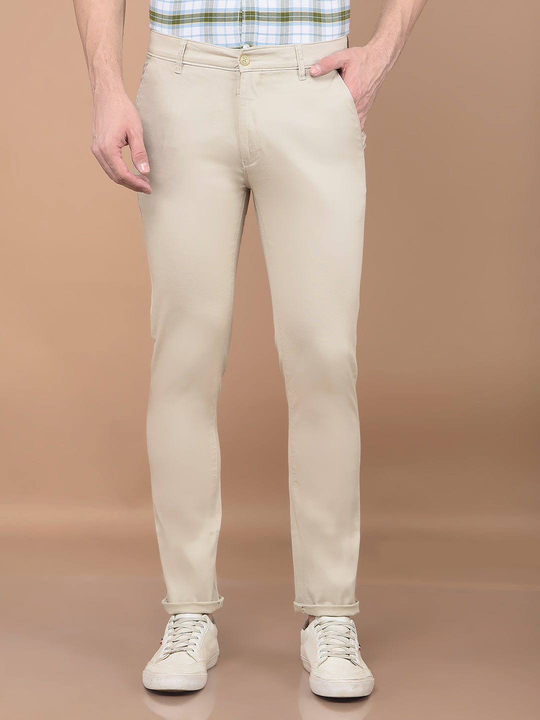 Beige Printed Trousers-Men Trousers-Crimsoune Club