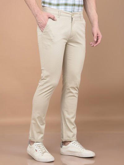 Beige Printed Trousers-Men Trousers-Crimsoune Club