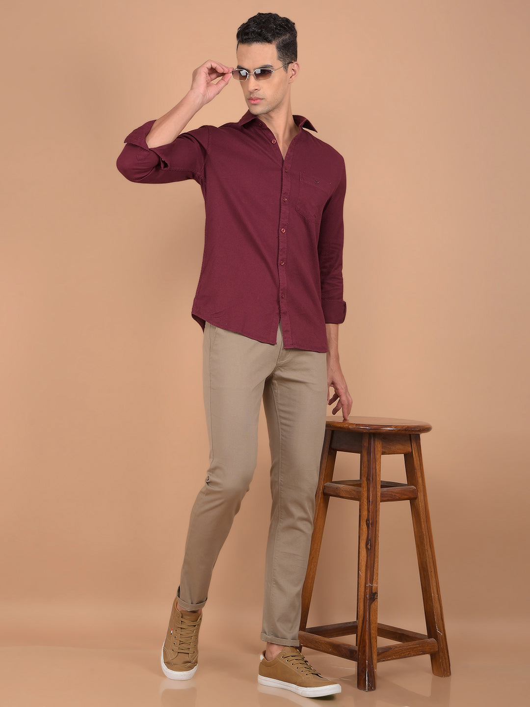 Khaki Trousers-Men Trousers-Crimsoune Club