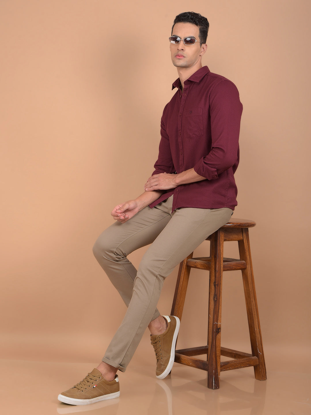 Khaki Trousers-Men Trousers-Crimsoune Club