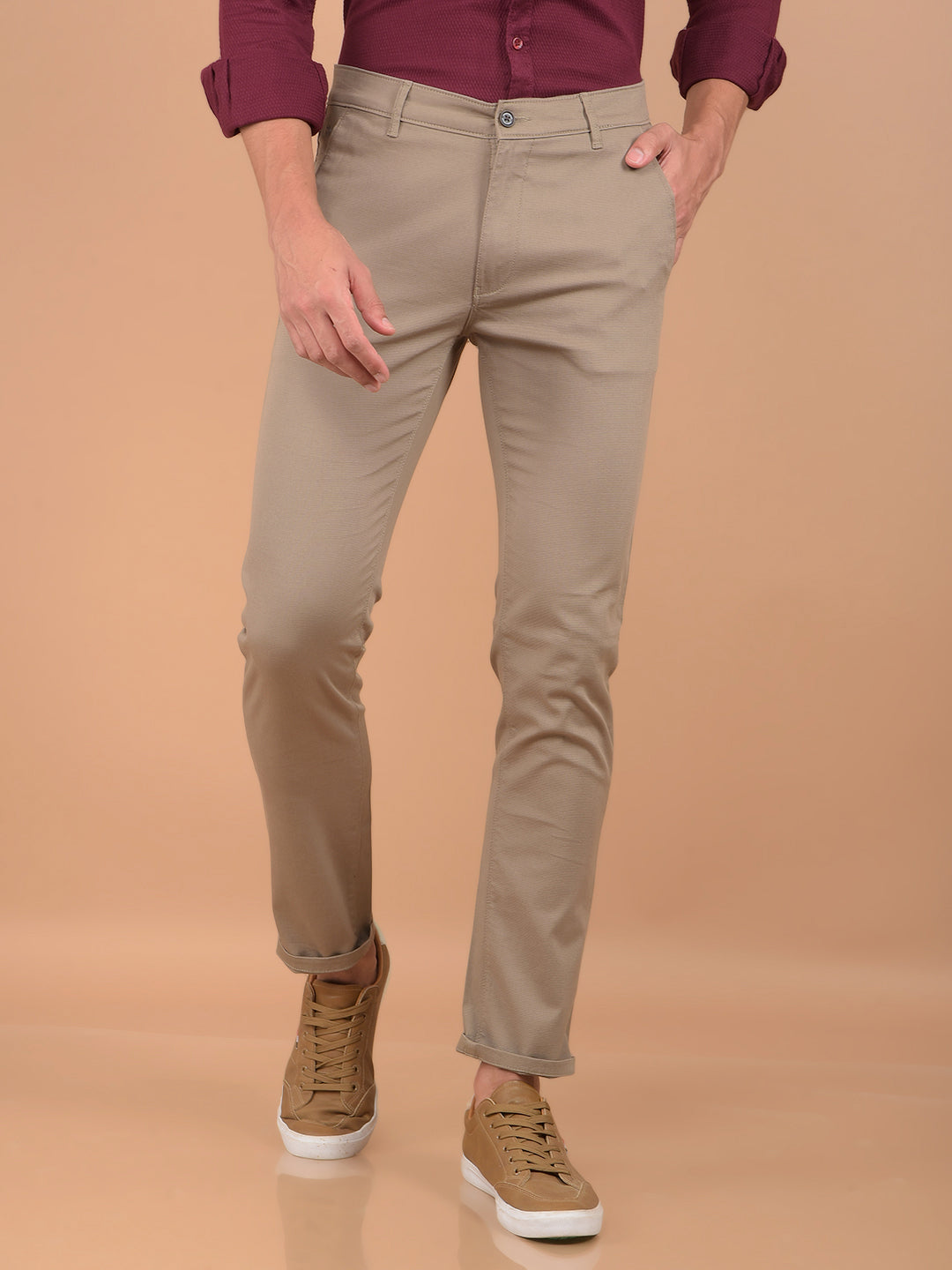 Khaki Trousers-Men Trousers-Crimsoune Club