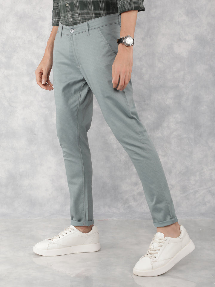 Blue Printed Chinos Trousers-Men Trousers-Crimsoune Club
