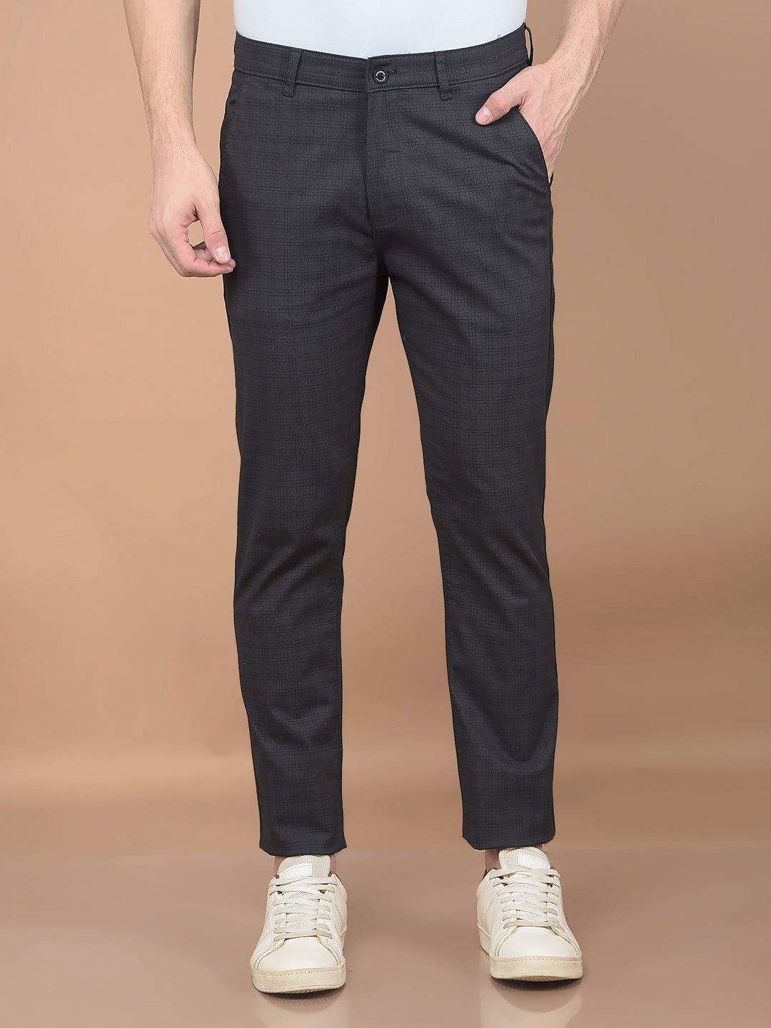 Black Checked Trousers-Men Trousers-Crimsoune Club