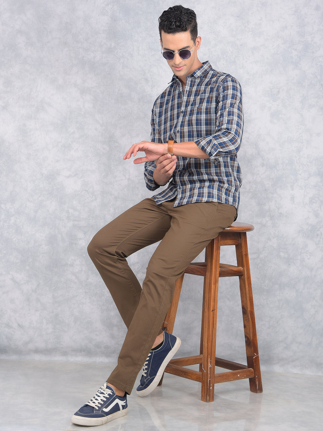 Brown Printed Trousers-Men Trousers-Crimsoune Club