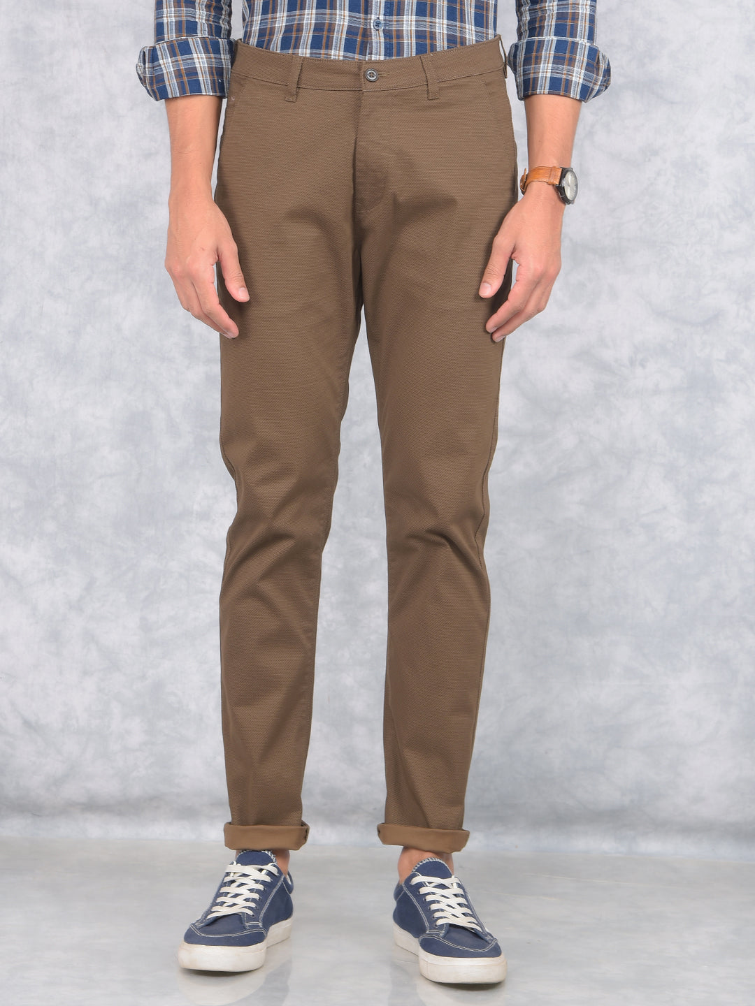 Brown Printed Trousers-Men Trousers-Crimsoune Club