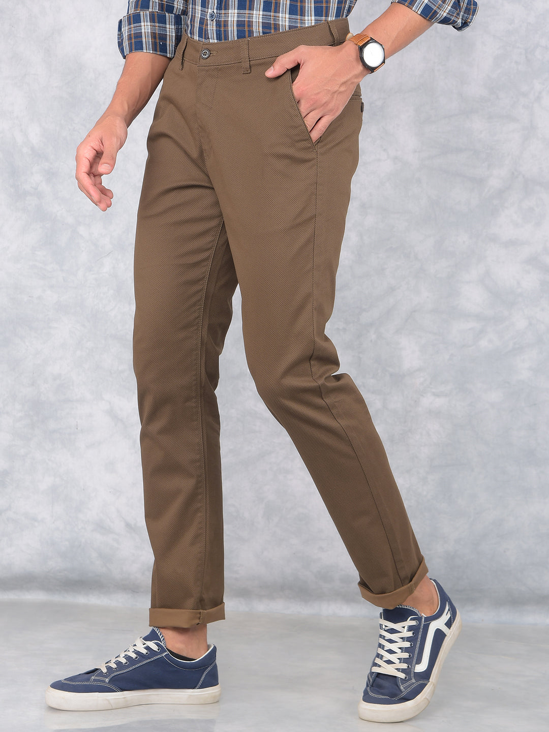 Brown Printed Trousers-Men Trousers-Crimsoune Club