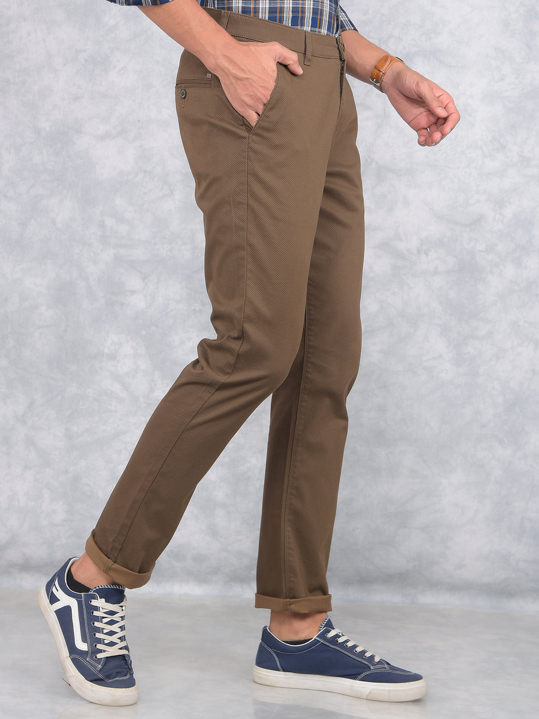Brown Printed Trousers-Men Trousers-Crimsoune Club