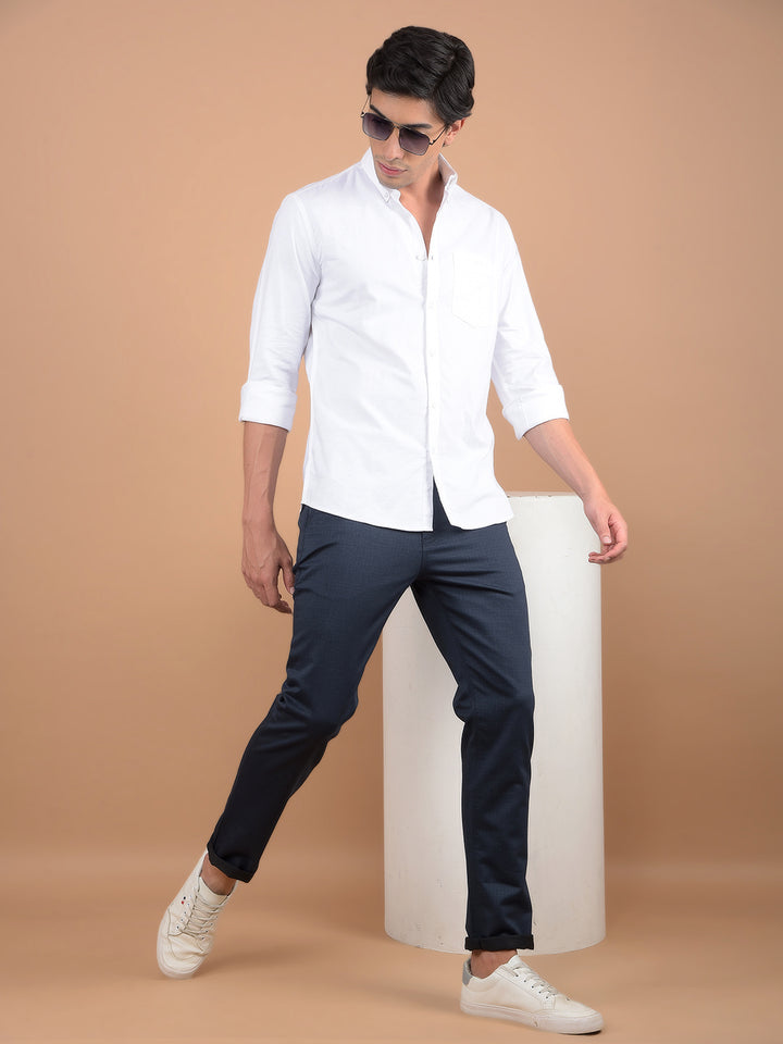 Navy Blue Checked Trousers-Men Trousers-Crimsoune Club