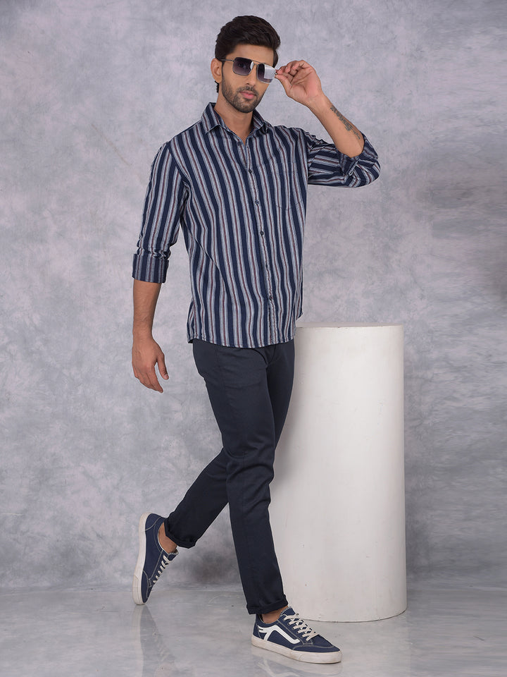 Navy Blue Trousers-Men Trousers-Crimsoune Club