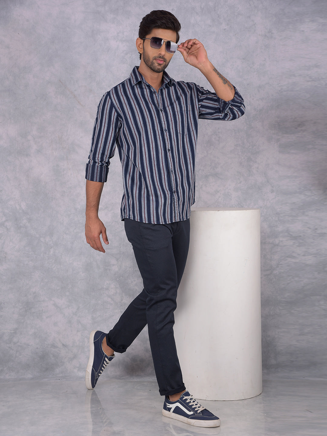 Navy Blue Trousers-Men Trousers-Crimsoune Club