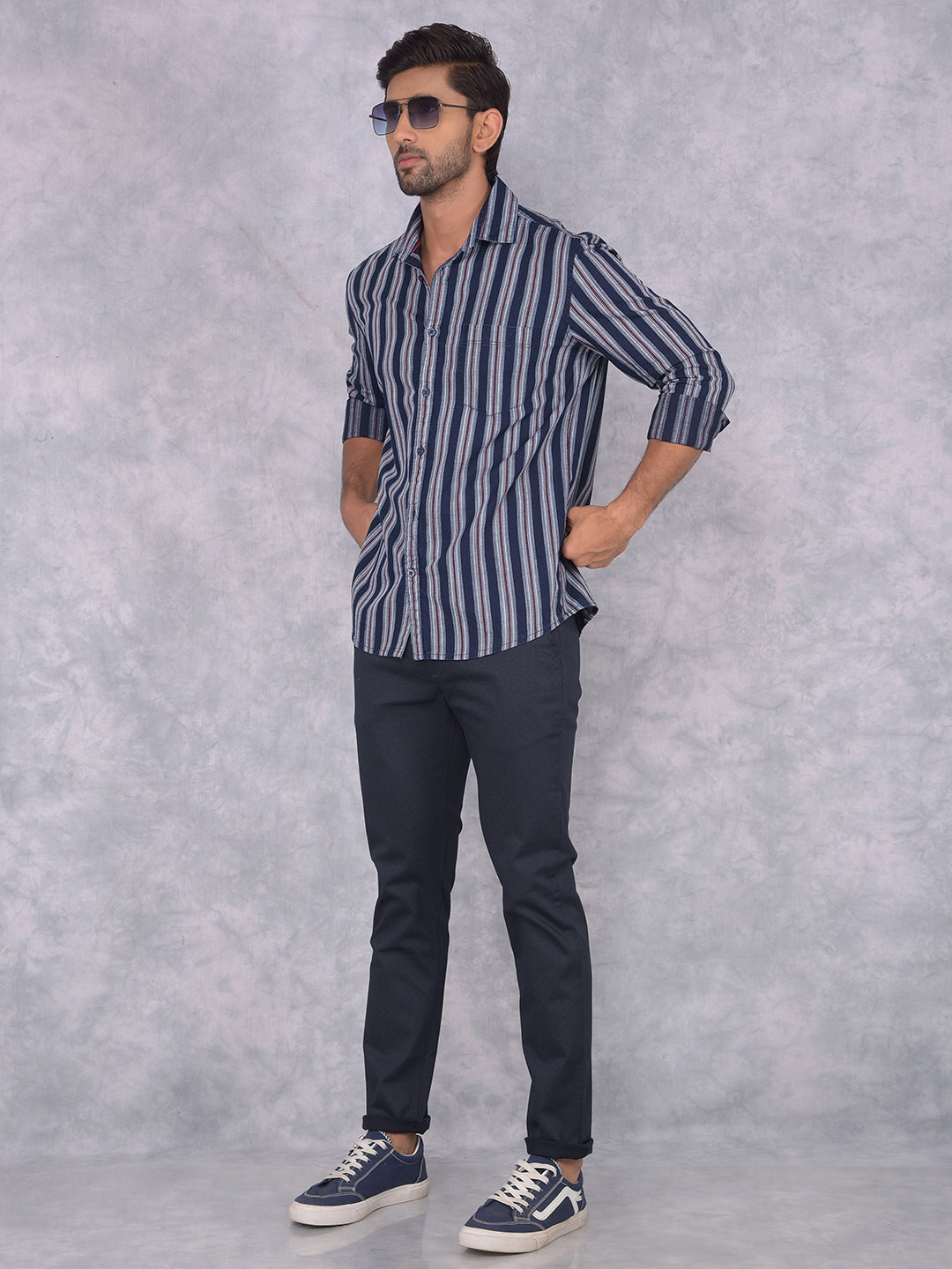 Navy Blue Trousers-Men Trousers-Crimsoune Club