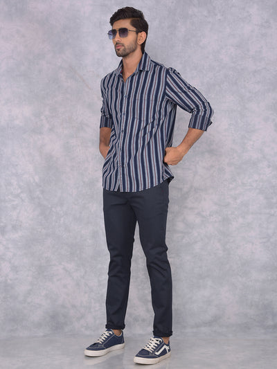 Navy Blue Trousers-Men Trousers-Crimsoune Club