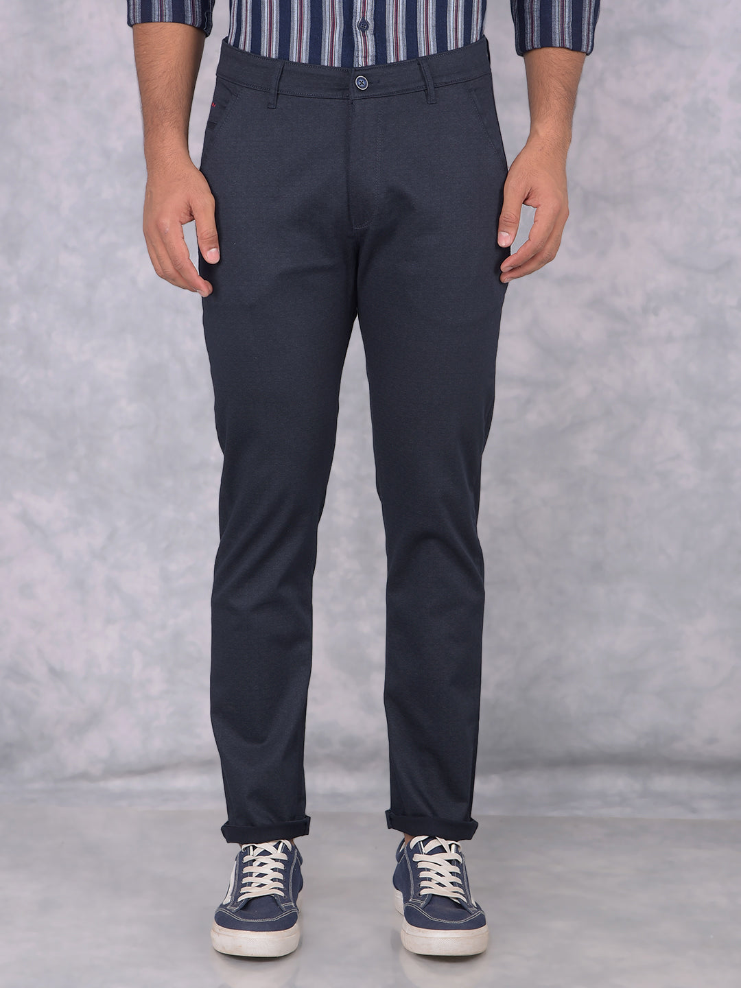 Navy Blue Trousers-Men Trousers-Crimsoune Club