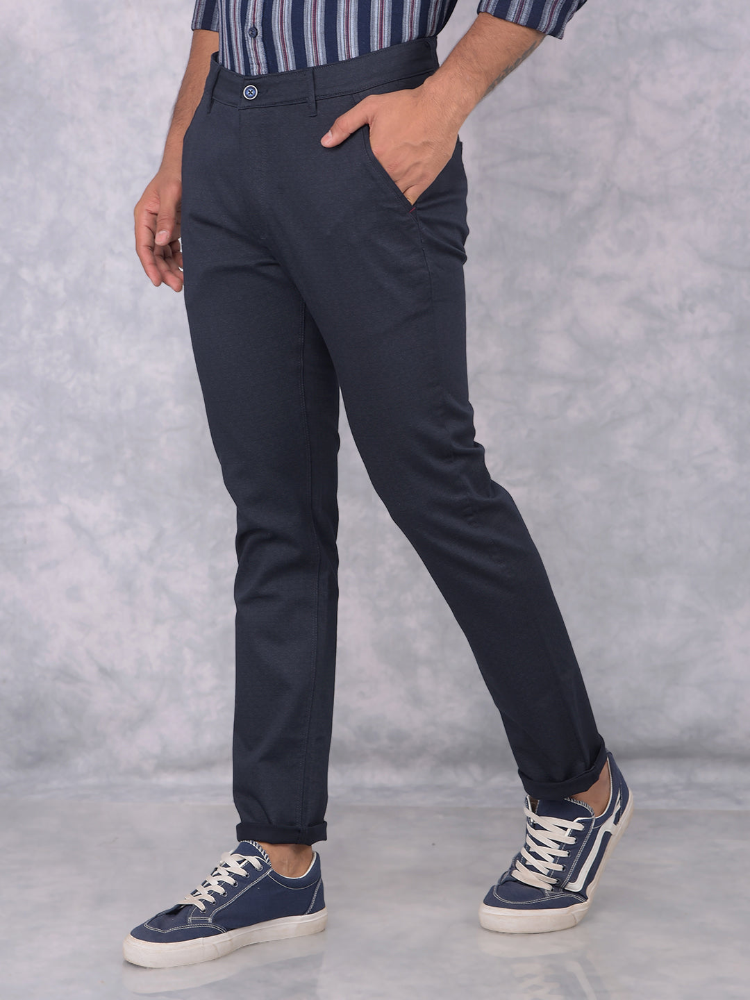 Navy Blue Trousers-Men Trousers-Crimsoune Club