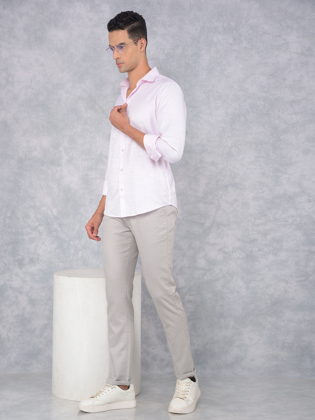 Grey 100% Cotton Trousers-Men Trousers-Crimsoune Club