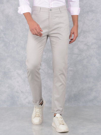 Grey 100% Cotton Trousers-Men Trousers-Crimsoune Club