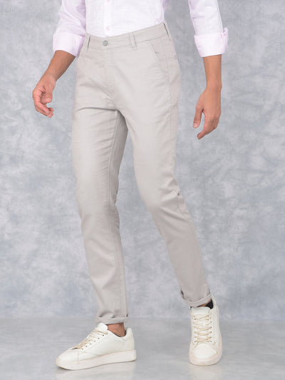 Grey 100% Cotton Trousers-Men Trousers-Crimsoune Club