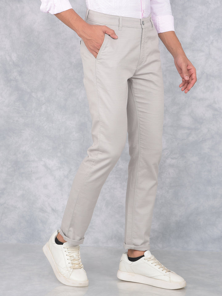 Grey 100% Cotton Trousers-Men Trousers-Crimsoune Club