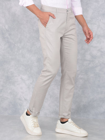 Grey 100% Cotton Trousers-Men Trousers-Crimsoune Club