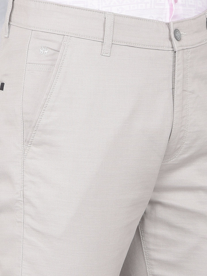 Grey 100% Cotton Trousers-Men Trousers-Crimsoune Club