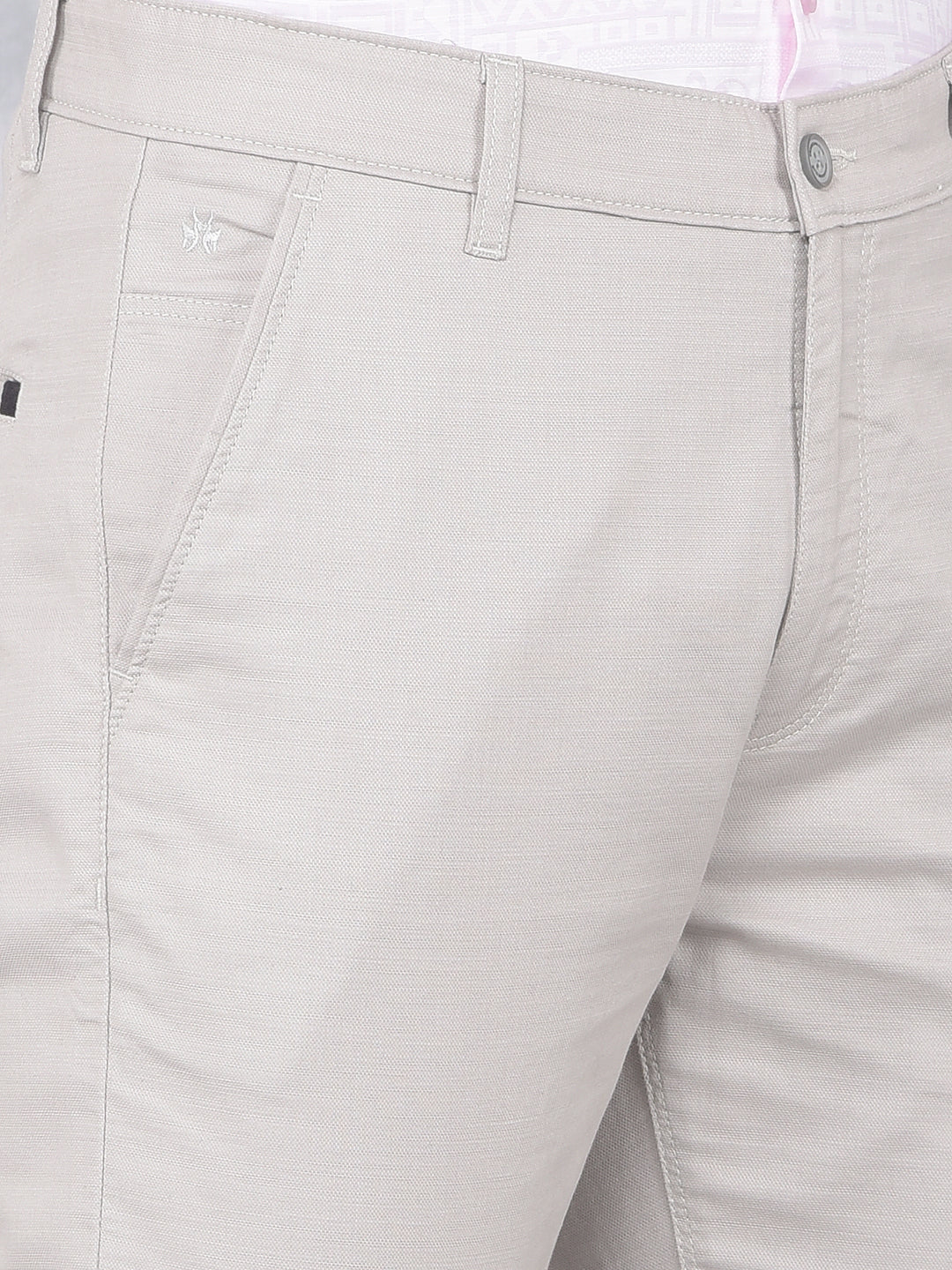 Grey 100% Cotton Trousers-Men Trousers-Crimsoune Club