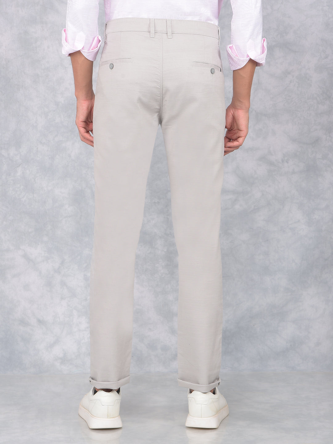 Grey 100% Cotton Trousers-Men Trousers-Crimsoune Club