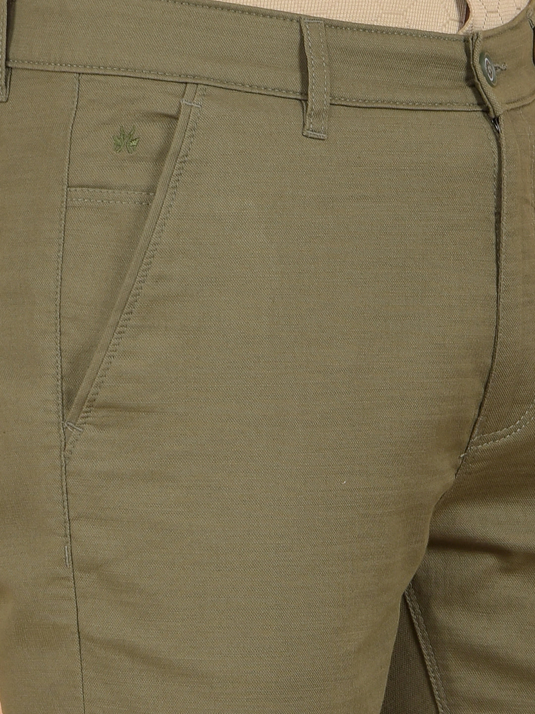 Olive 100% Cotton Trousers-Men Trousers-Crimsoune Club