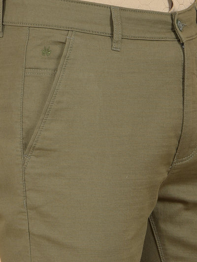 Olive 100% Cotton Trousers-Men Trousers-Crimsoune Club