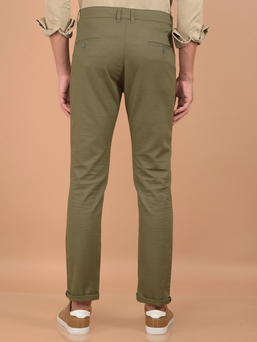 Olive 100% Cotton Trousers-Men Trousers-Crimsoune Club