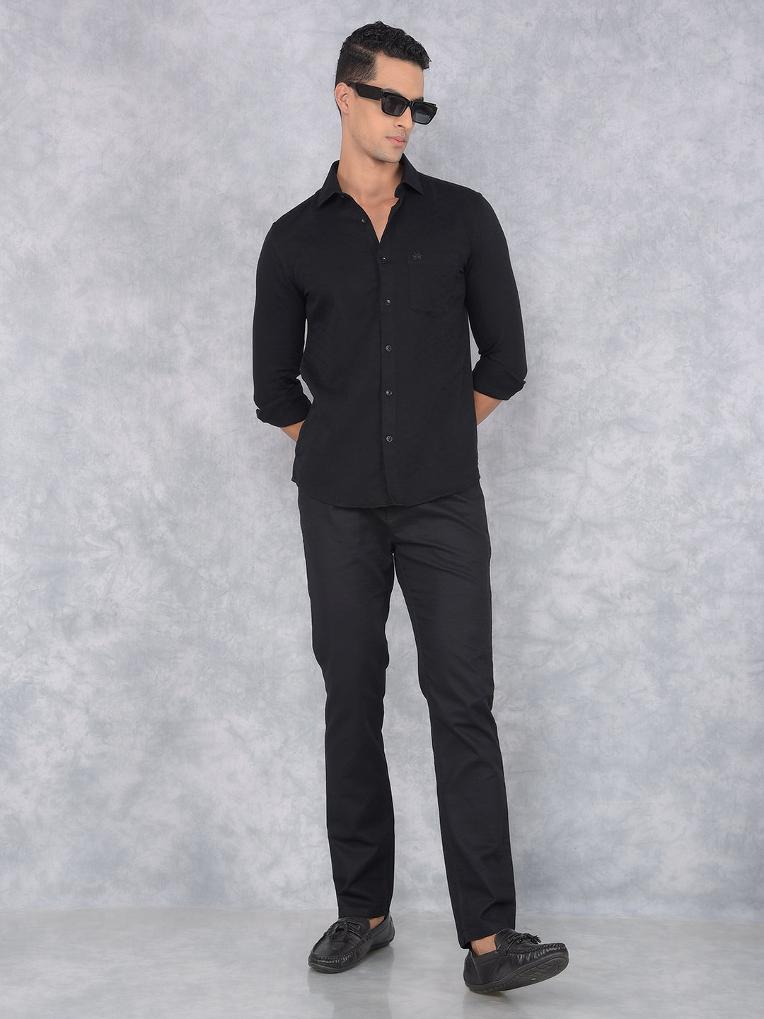 Black 100% Cotton Trousers-Men Trousers-Crimsoune Club