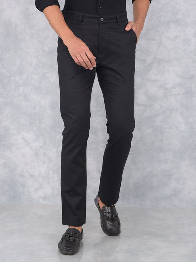 Black 100% Cotton Trousers-Men Trousers-Crimsoune Club