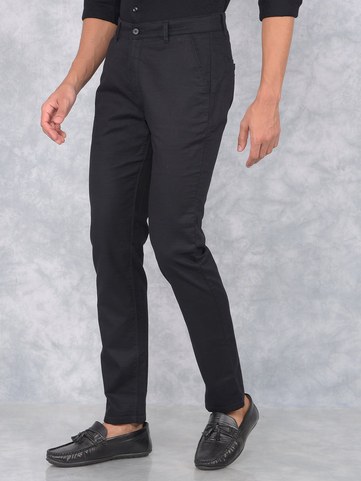 Black 100% Cotton Trousers-Men Trousers-Crimsoune Club