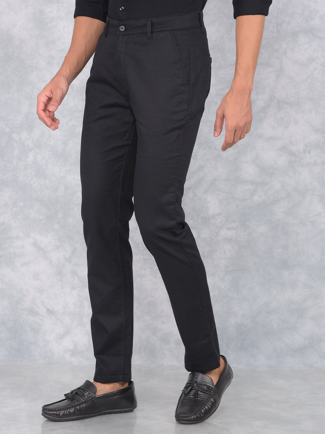 Black 100% Cotton Trousers-Men Trousers-Crimsoune Club