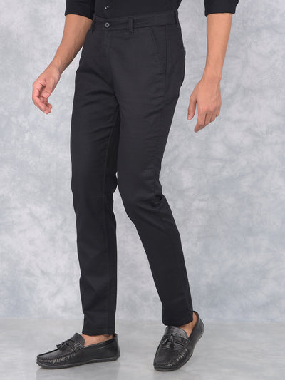Black 100% Cotton Trousers-Men Trousers-Crimsoune Club