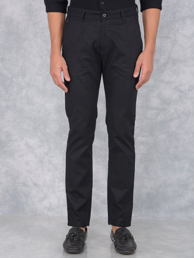 Black 100% Cotton Trousers-Men Trousers-Crimsoune Club