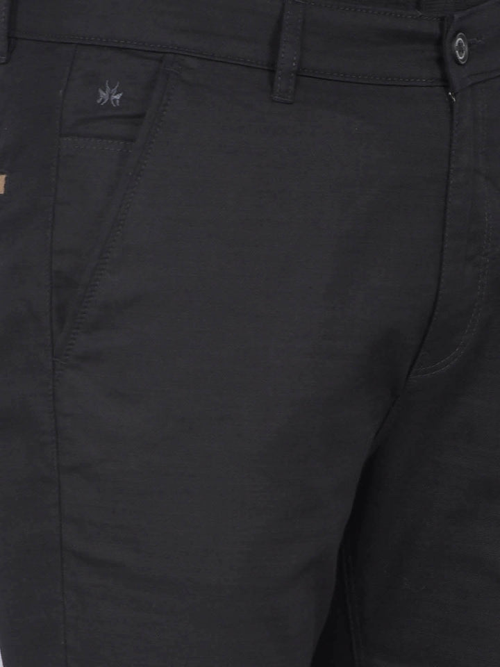 Black 100% Cotton Trousers-Men Trousers-Crimsoune Club