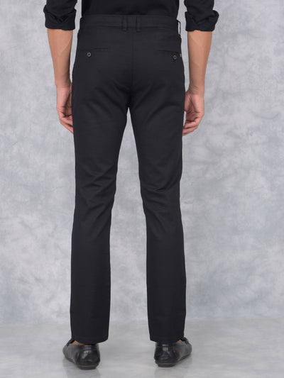 Black 100% Cotton Trousers-Men Trousers-Crimsoune Club